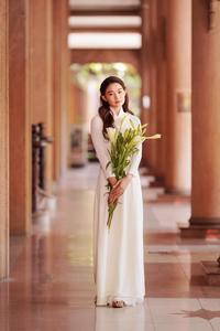 Lily and white ao dai