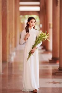 Lily and white ao dai