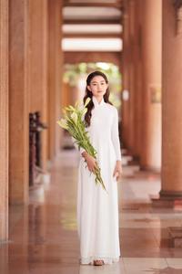 Lily and white ao dai