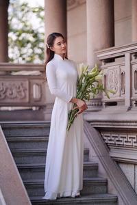 Lily and white ao dai