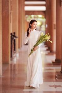 Lily and white ao dai