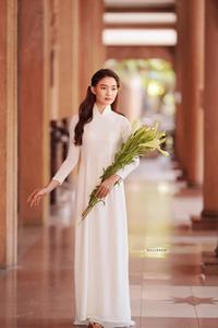 Lily and white ao dai