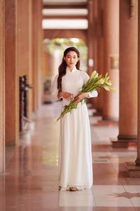 Lily and white ao dai