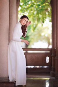 Lily and white ao dai