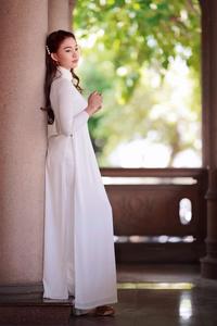 Lily and white ao dai
