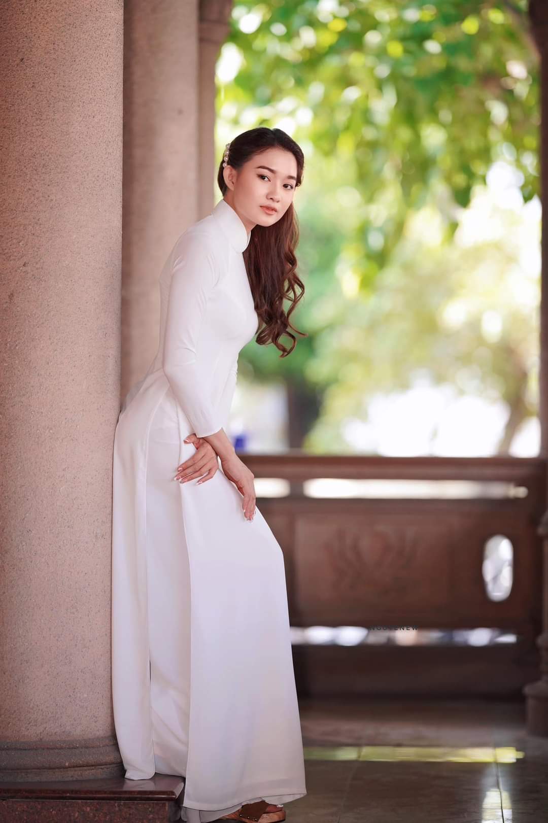 Lily and white ao dai