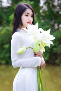 Beautiful girl with lotus
